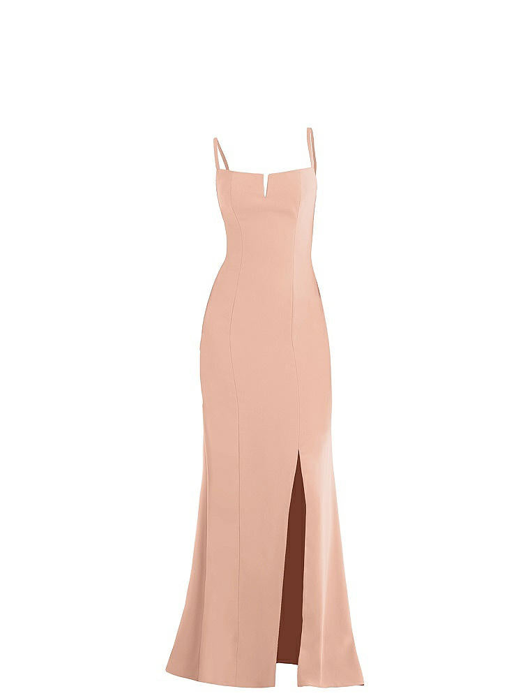 【NEW】【STYLE: TH049】ノッチ クレープ トランペット ガウン 前面 スリット【COLOR: Pale Peach】【SIZE: 00-30W】