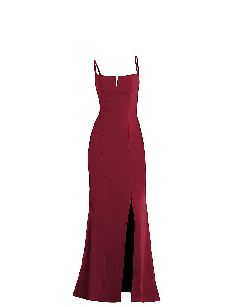 【NEW】【STYLE: TH049】ノッチ クレープ トランペット ガウン 前面 スリット【COLOR: Burgundy】【SIZE: 00-30W】