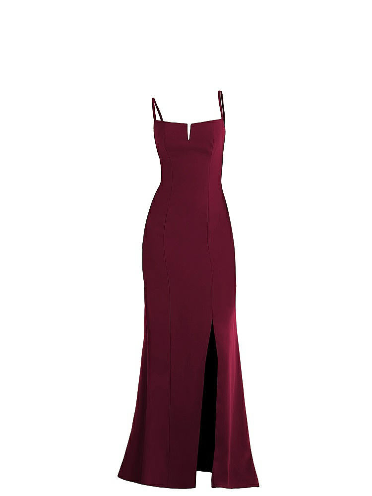 【NEW】【STYLE: TH049】ノッチ クレープ トランペット ガウン 前面 スリット【COLOR: Cabernet】【SIZE: 00-30W】