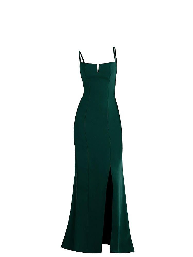 【NEW】【STYLE: TH049】ノッチ クレープ トランペット ガウン 前面 スリット【COLOR: Evergreen】【SIZE: 00-30W】