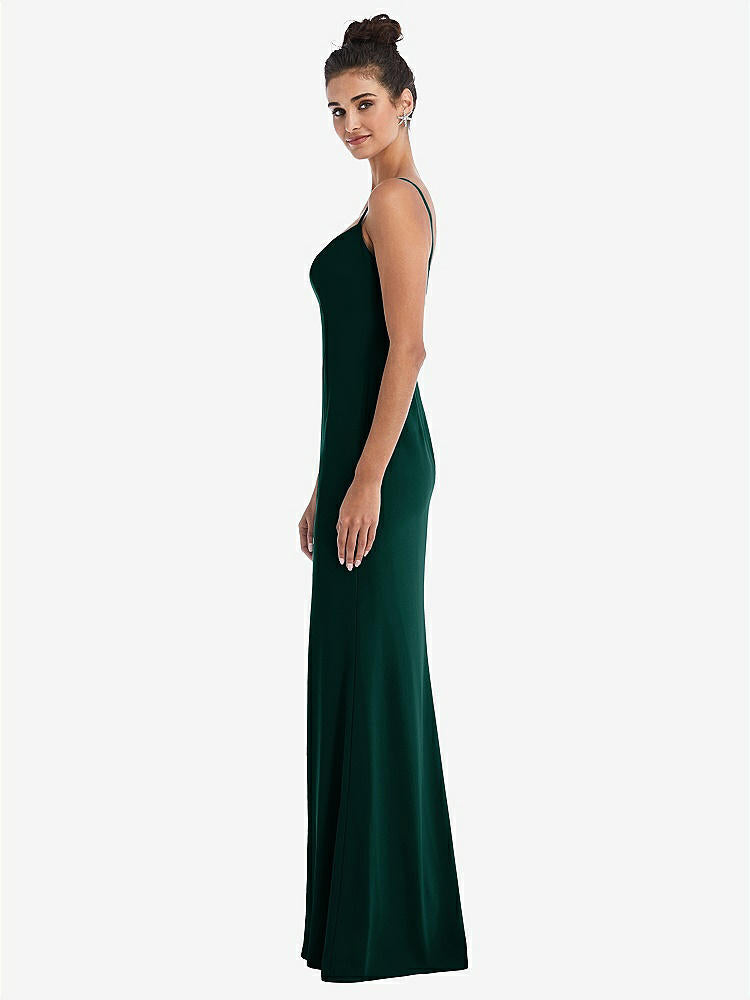 【NEW】【STYLE: TH049】ノッチ クレープ トランペット ガウン 前面 スリット【COLOR: Evergreen】【SIZE: 00-30W】