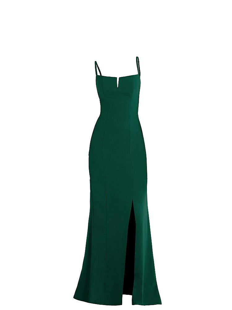 【NEW】【STYLE: TH049】ノッチ クレープ トランペット ガウン 前面 スリット【COLOR: Hunter Green】【SIZE: 00-30W】