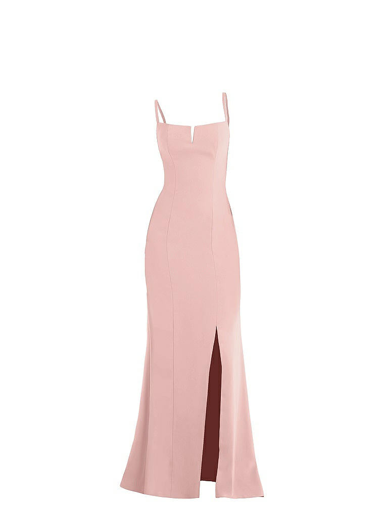 【NEW】【STYLE: TH049】ノッチ クレープ トランペット ガウン 前面 スリット【COLOR: Rose - PANTONE Rose Quartz】【SIZE: 00-30W】