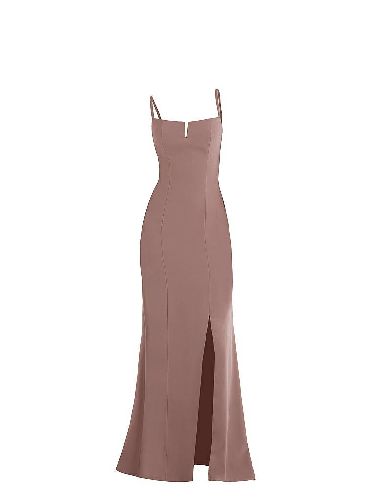 【STYLE: TH049】Notch Crepe Trumpet Gown with Front Slit【COLOR: Sienna】