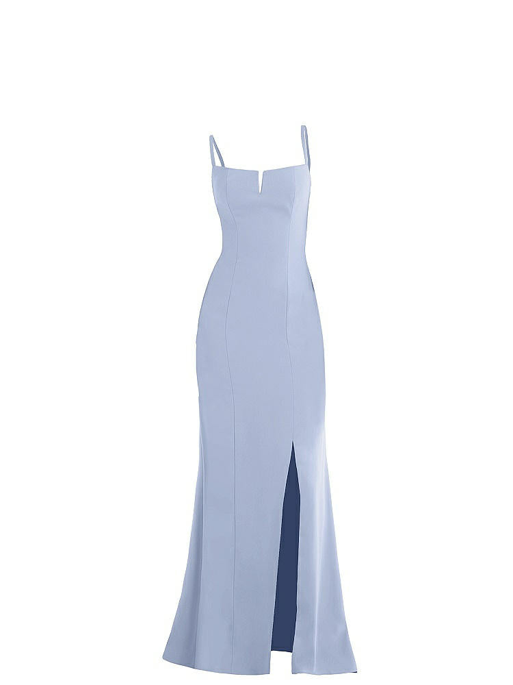 【NEW】【STYLE: TH049】ノッチ クレープ トランペット ガウン 前面 スリット【COLOR: Sky Blue】【SIZE: 00-30W】