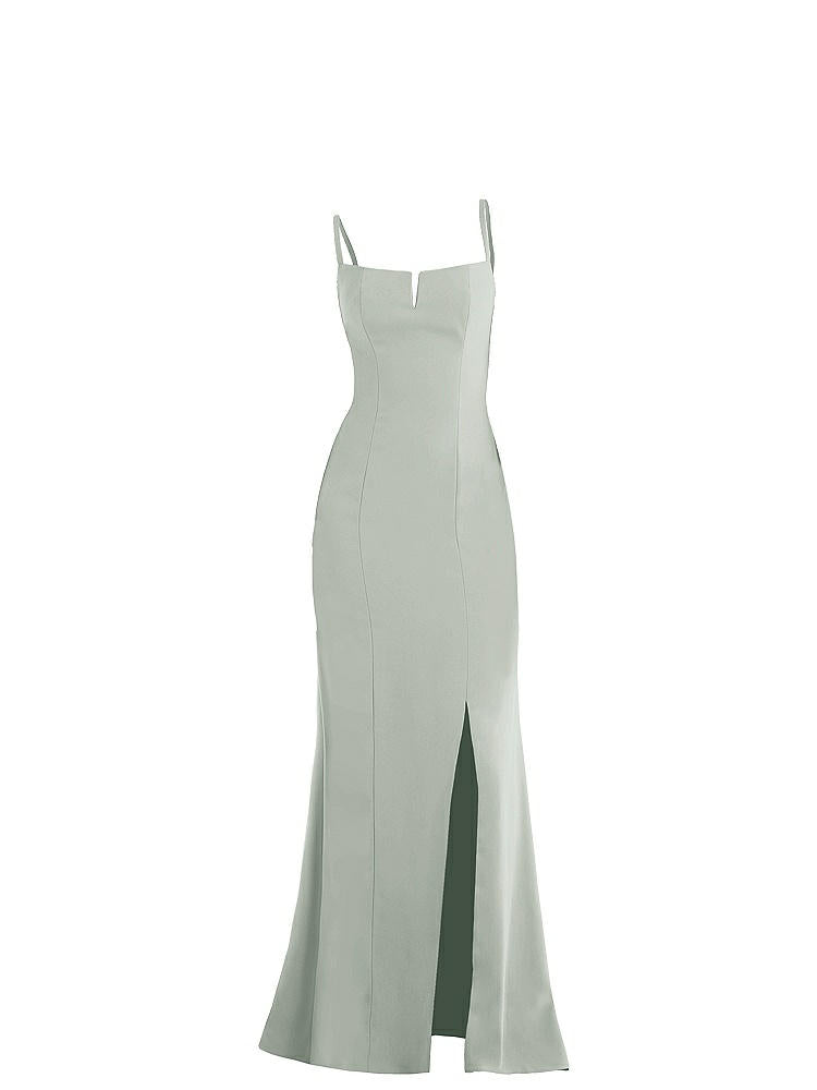 【NEW】【STYLE: TH049】ノッチ クレープ トランペット ガウン 前面 スリット【COLOR: Willow Green】【SIZE: 00-30W】