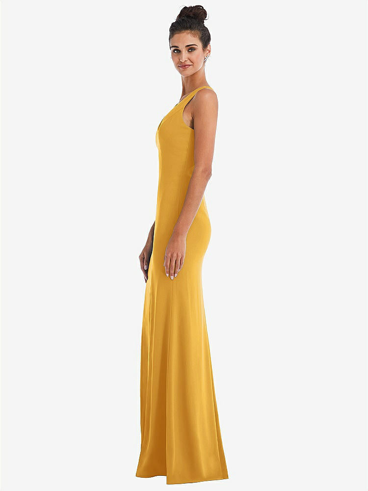 【NEW】【STYLE: TH050】CRISS-CROSS CUTOUT BACK MAXI ドレス 前面 スリット【COLOR: NYC Yellow】【SIZE: 00-30W】