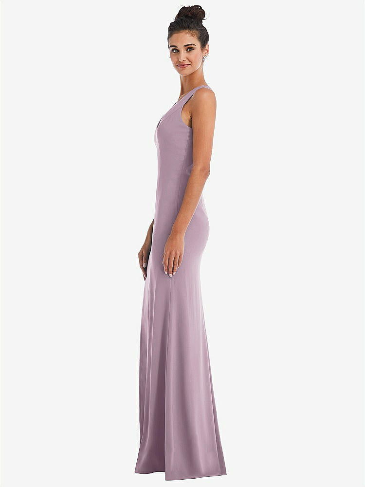 【NEW】【STYLE: TH050】CRISS-CROSS CUTOUT BACK MAXI ドレス 前面 スリット【COLOR: Suede Rose】【SIZE: 00-30W】