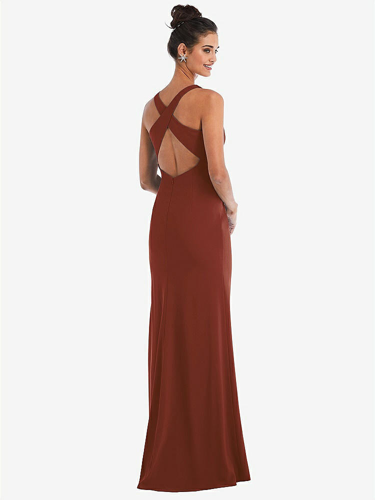 【STYLE: TH050】Criss-Cross Cutout Back Maxi Dress with Front Slit【COLOR: Auburn Moon】