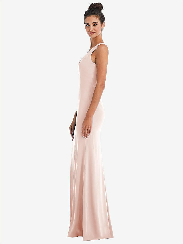 【NEW】【STYLE: TH050】CRISS-CROSS CUTOUT BACK MAXI ドレス 前面 スリット【COLOR: Blush】【SIZE: 00-30W】