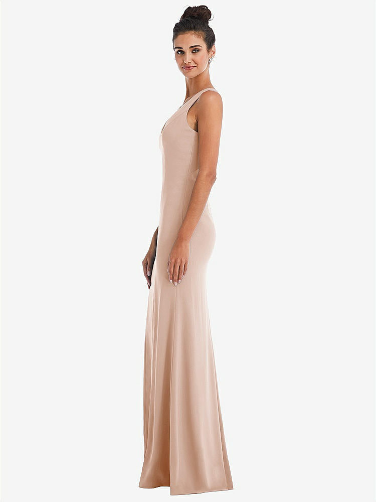 【STYLE: TH050】Criss-Cross Cutout Back Maxi Dress with Front Slit【COLOR: Cameo】