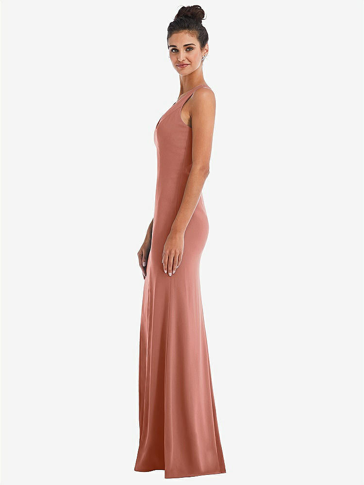 【NEW】【STYLE: TH050】CRISS-CROSS CUTOUT BACK MAXI ドレス 前面 スリット【COLOR: Desert Rose】【SIZE: 00-30W】