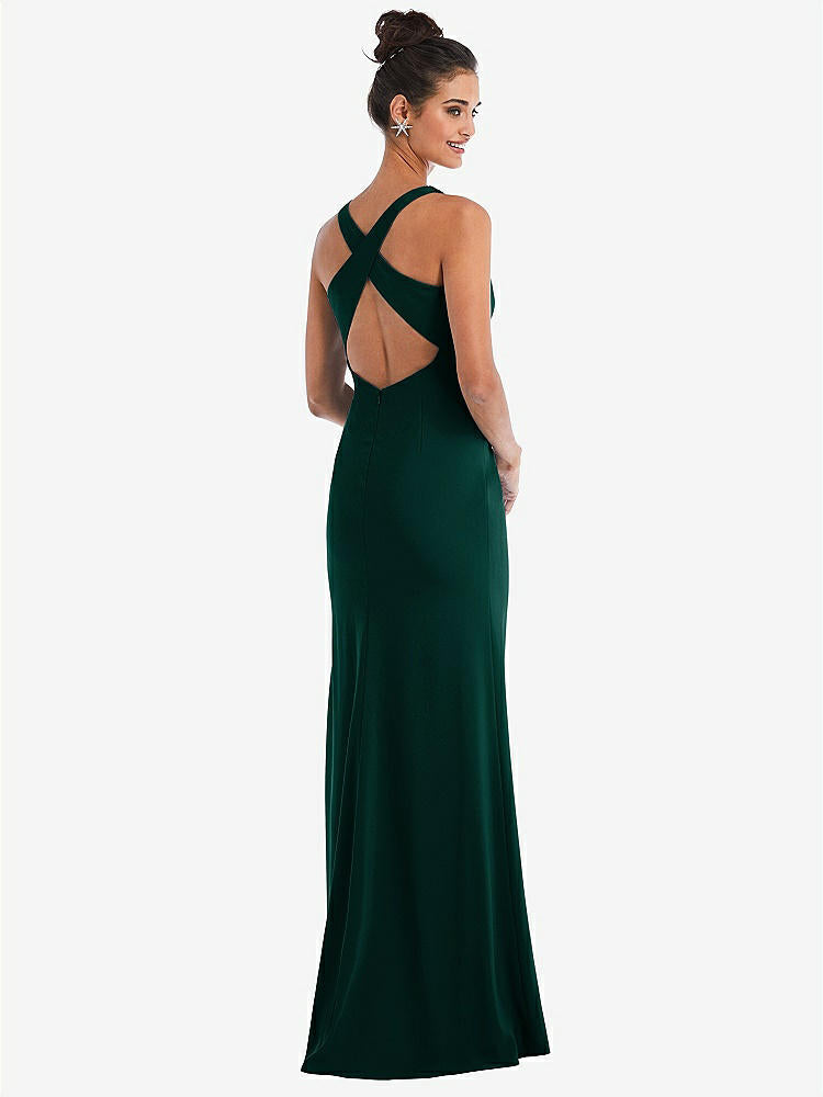 【STYLE: TH050】Criss-Cross Cutout Back Maxi Dress with Front Slit【COLOR: Evergreen】