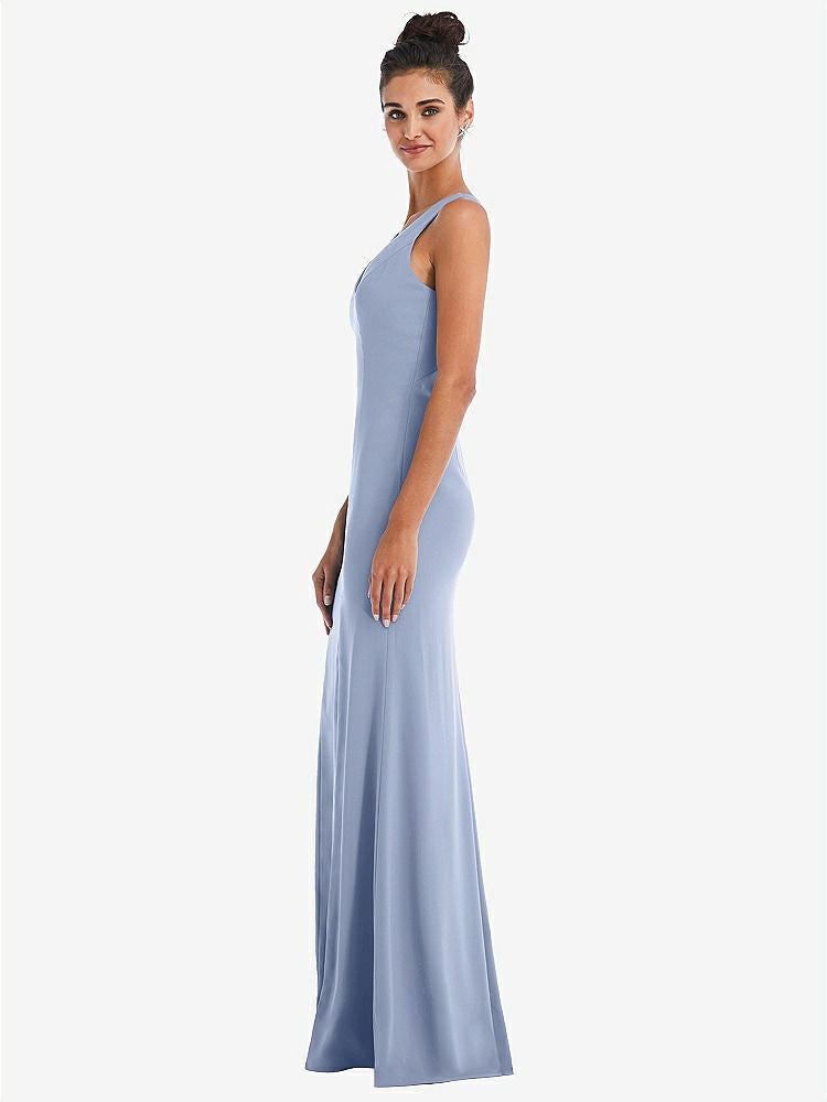 【NEW】【STYLE: TH050】CRISS-CROSS CUTOUT BACK MAXI ドレス 前面 スリット【COLOR: Sky Blue】【SIZE: 00-30W】