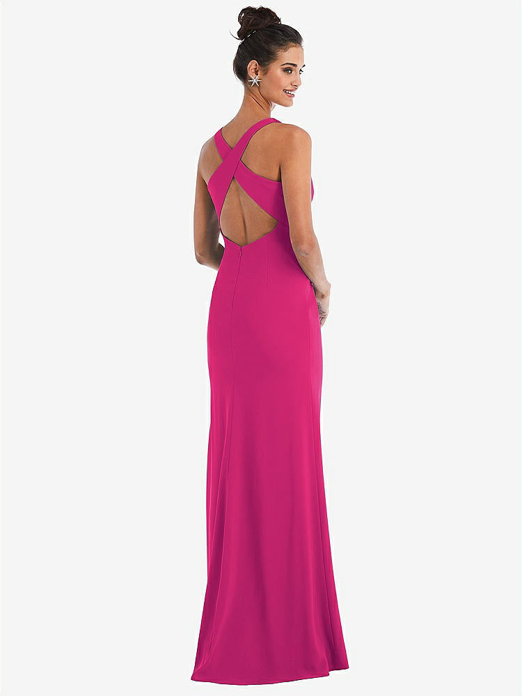 【STYLE: TH050】Criss-Cross Cutout Back Maxi Dress with Front Slit【COLOR: Think Pink】