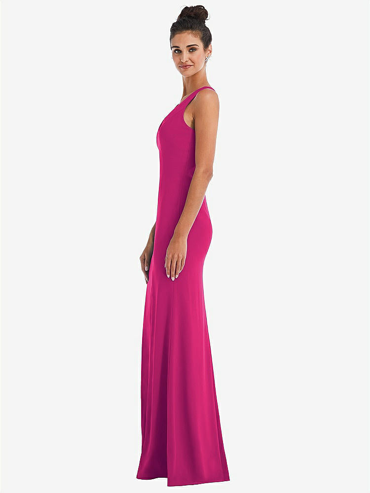 【STYLE: TH050】Criss-Cross Cutout Back Maxi Dress with Front Slit【COLOR: Think Pink】