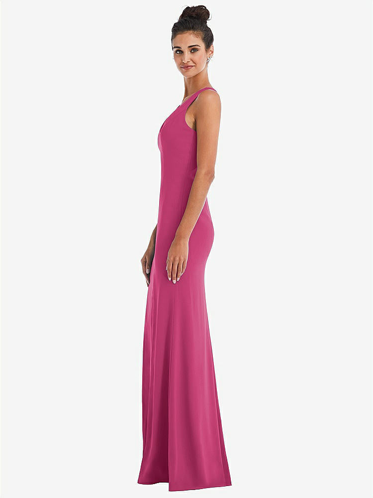 【NEW】【STYLE: TH050】CRISS-CROSS CUTOUT BACK MAXI ドレス 前面 スリット【COLOR: Tea Rose】【SIZE: 00-30W】