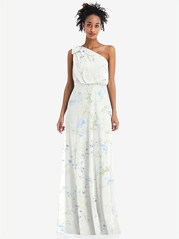 【NEW】【STYLE: TH052】ワンショルダー 弓 ブルーソン ボディス マキシ ドレス【COLOR: Bleu Garden】【SIZE: 00-30W】