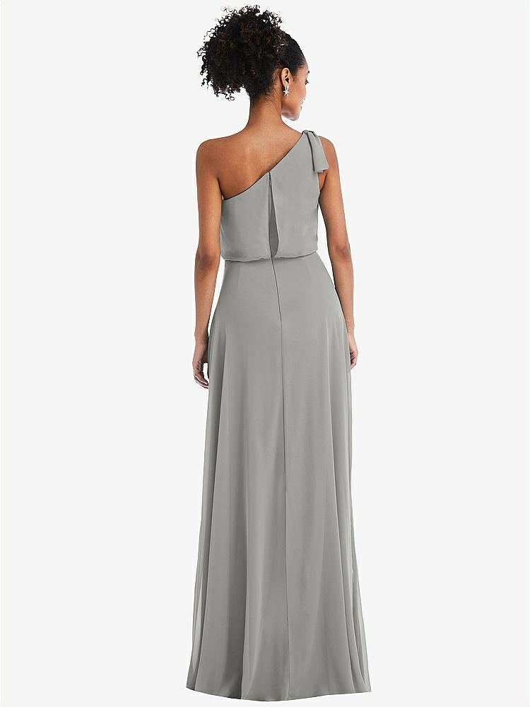【STYLE: TH052】One-Shoulder Bow Blouson Bodice Maxi Dress【COLOR: Chelsea Gray】