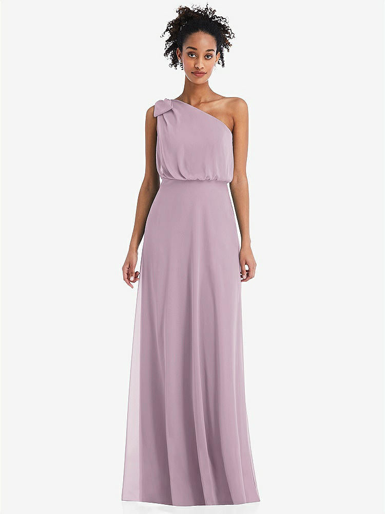 【STYLE: TH052】One-Shoulder Bow Blouson Bodice Maxi Dress【COLOR: Suede Rose】