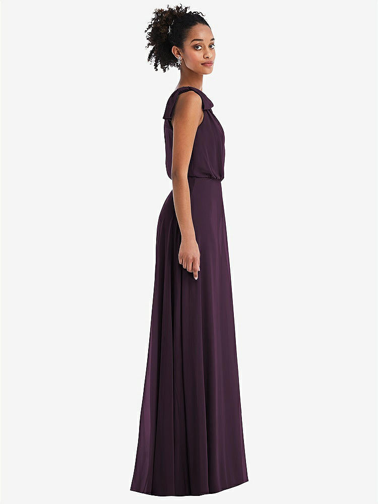 【NEW】【STYLE: TH052】ワンショルダー 弓 ブルーソン ボディス マキシ ドレス【COLOR: Aubergine】【SIZE: 00-30W】
