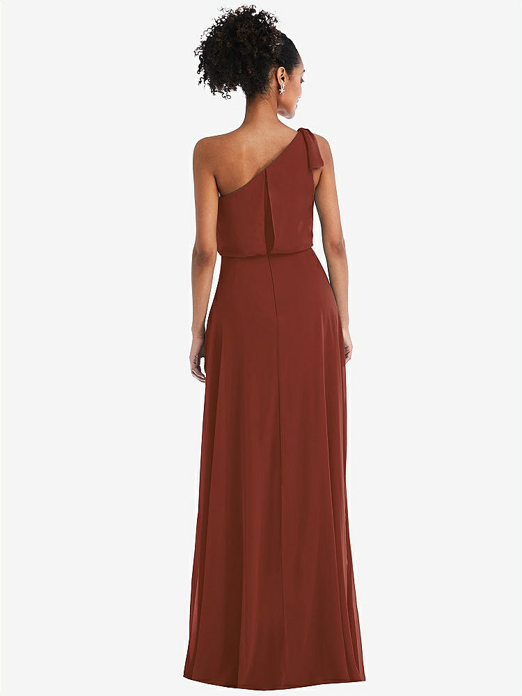 【STYLE: TH052】One-Shoulder Bow Blouson Bodice Maxi Dress【COLOR: Auburn Moon】