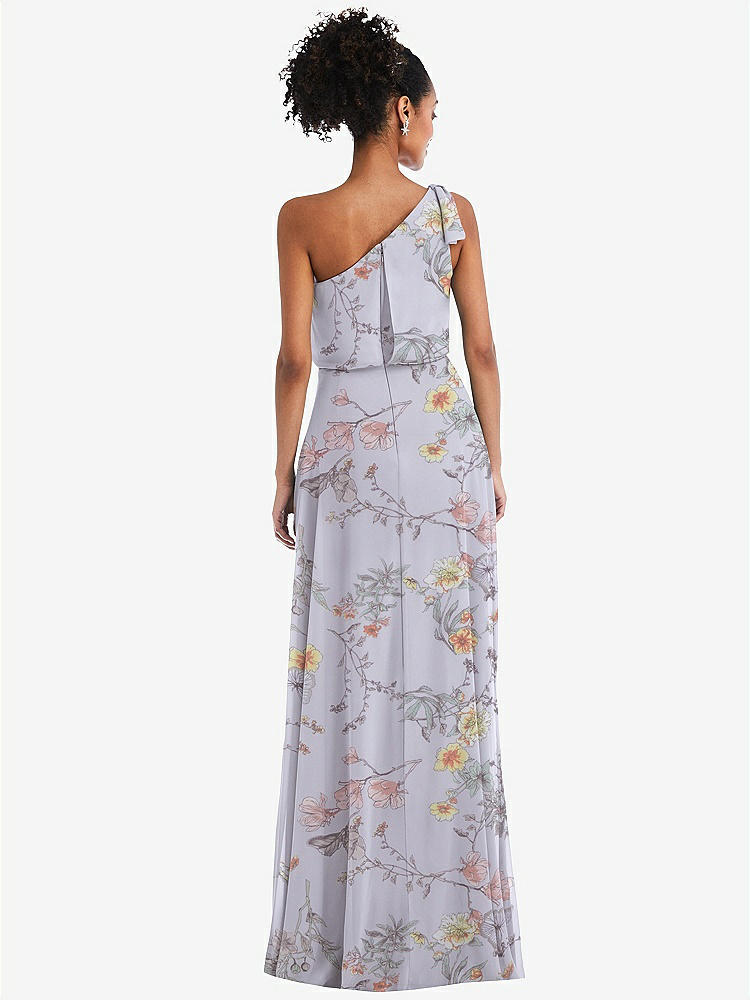 【STYLE: TH052】One-Shoulder Bow Blouson Bodice Maxi Dress【COLOR: Butterfly Botanica Silver Dove】
