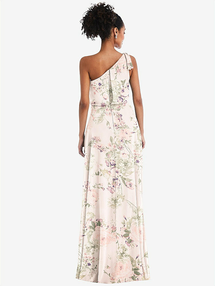 【NEW】【STYLE: TH052】ワンショルダー 弓 ブルーソン ボディス マキシ ドレス【COLOR: Blush Garden】【SIZE: 00-30W】