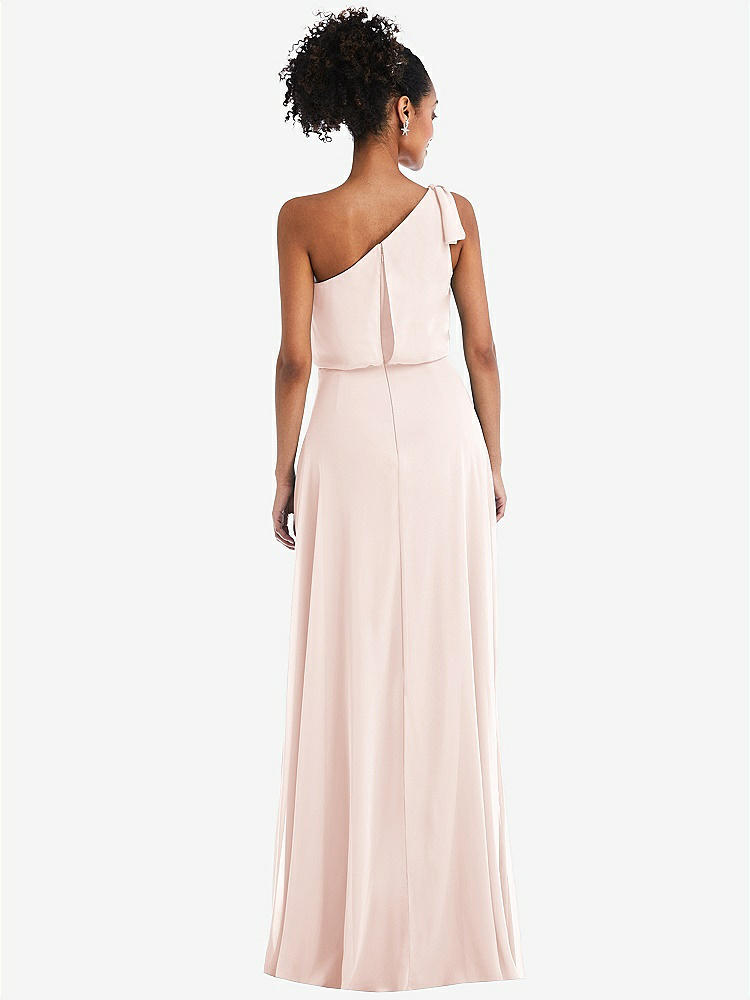 【STYLE: TH052】One-Shoulder Bow Blouson Bodice Maxi Dress【COLOR: Blush】