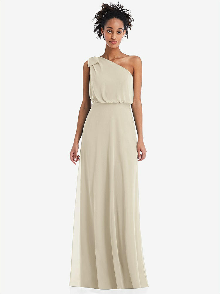 【NEW】【STYLE: TH052】ワンショルダー 弓 ブルーソン ボディス マキシ ドレス【COLOR: Champagne】【SIZE: 00-30W】