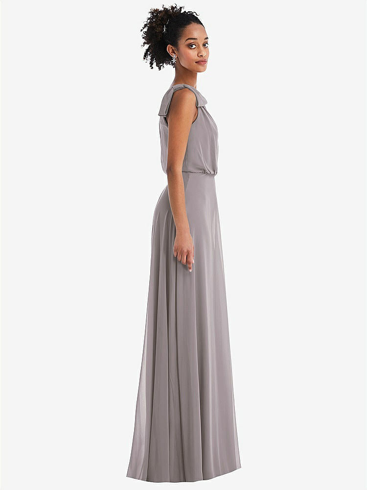 【NEW】【STYLE: TH052】ワンショルダー 弓 ブルーソン ボディス マキシ ドレス【COLOR: Cashmere Gray】【SIZE: 00-30W】