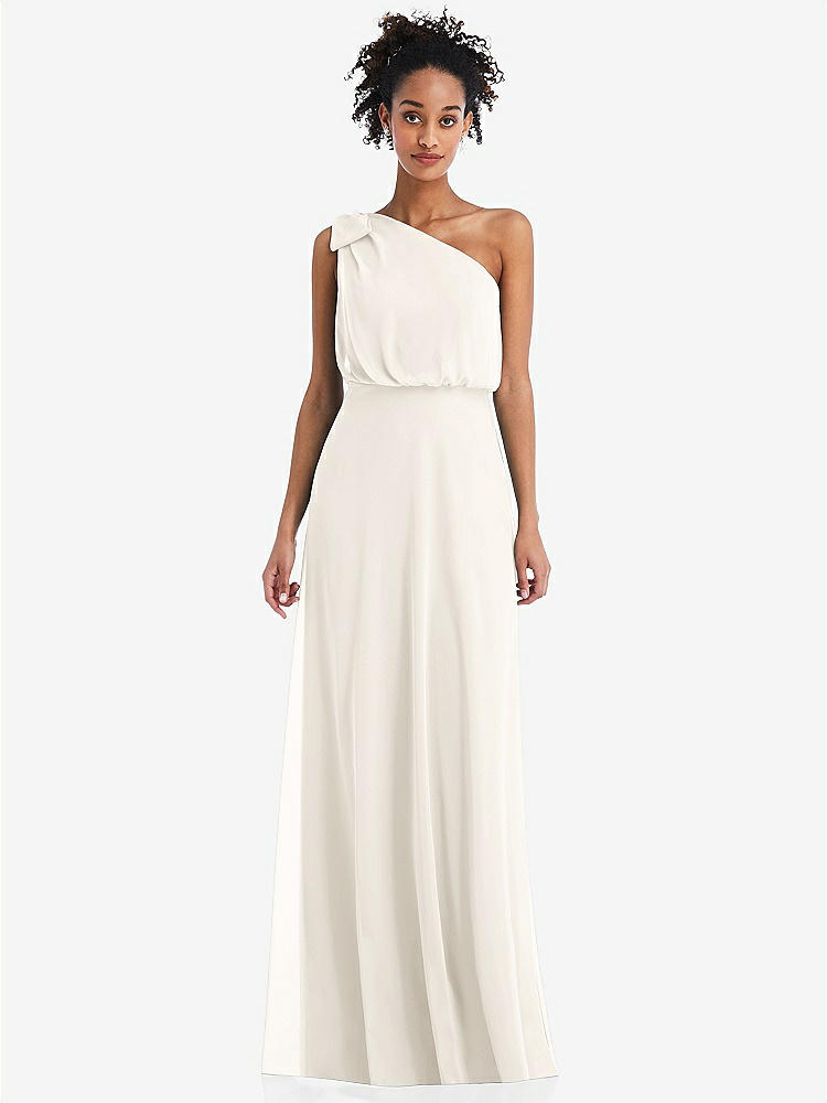 【NEW】【STYLE: TH052】ワンショルダー 弓 ブルーソン ボディス マキシ ドレス【COLOR: Ivory】【SIZE: 00-30W】