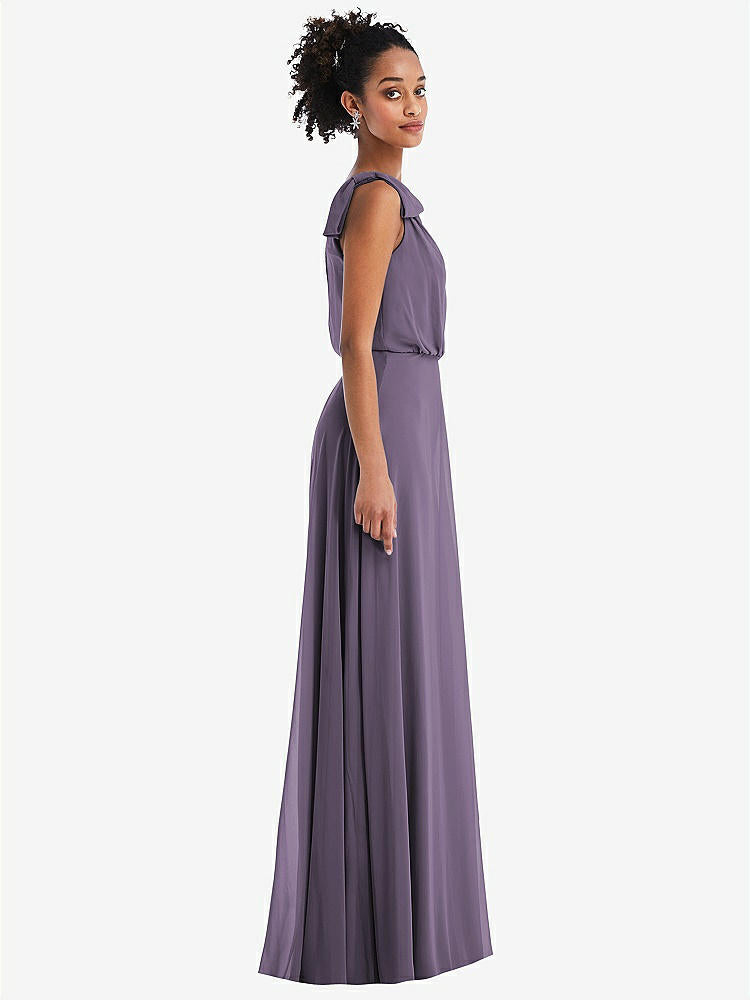 【NEW】【STYLE: TH052】ワンショルダー 弓 ブルーソン ボディス マキシ ドレス【COLOR: Lavender】【SIZE: 00-30W】
