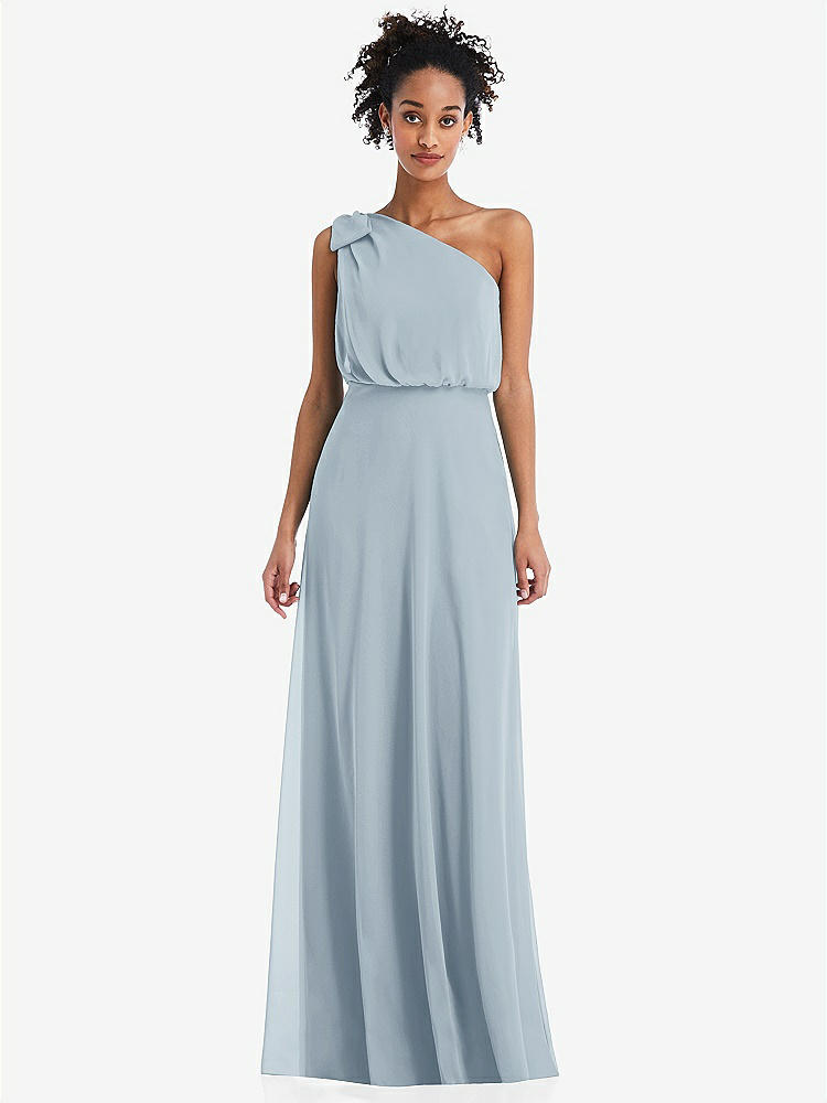 【STYLE: TH052】One-Shoulder Bow Blouson Bodice Maxi Dress【COLOR: Mist】