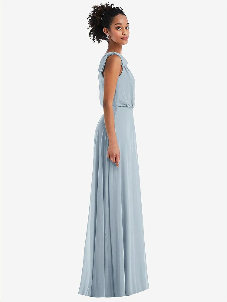 【STYLE: TH052】One-Shoulder Bow Blouson Bodice Maxi Dress【COLOR: Mist】