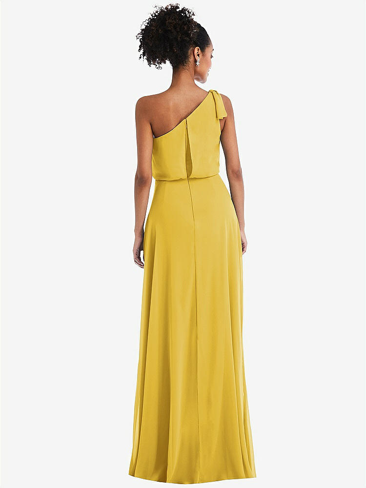 【STYLE: TH052】One-Shoulder Bow Blouson Bodice Maxi Dress【COLOR: Marigold】