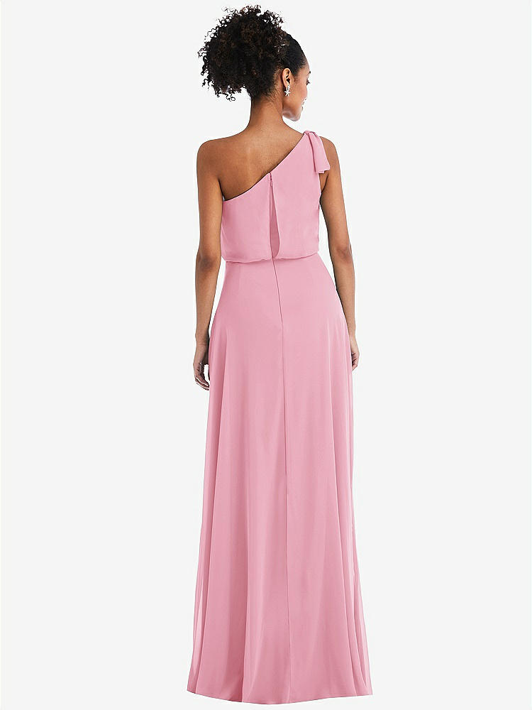 【STYLE: TH052】One-Shoulder Bow Blouson Bodice Maxi Dress【COLOR: Peony Pink】