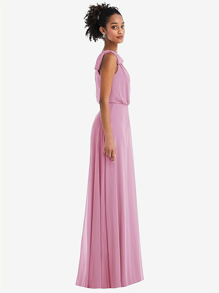 【NEW】【STYLE: TH052】ワンショルダー 弓 ブルーソン ボディス マキシ ドレス【COLOR: Powder Pink】【SIZE: 00-30W】