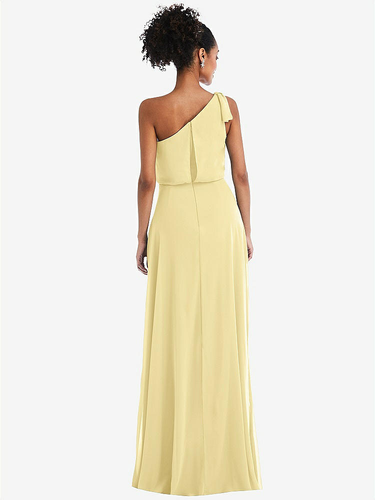 【STYLE: TH052】One-Shoulder Bow Blouson Bodice Maxi Dress【COLOR: Pale Yellow】