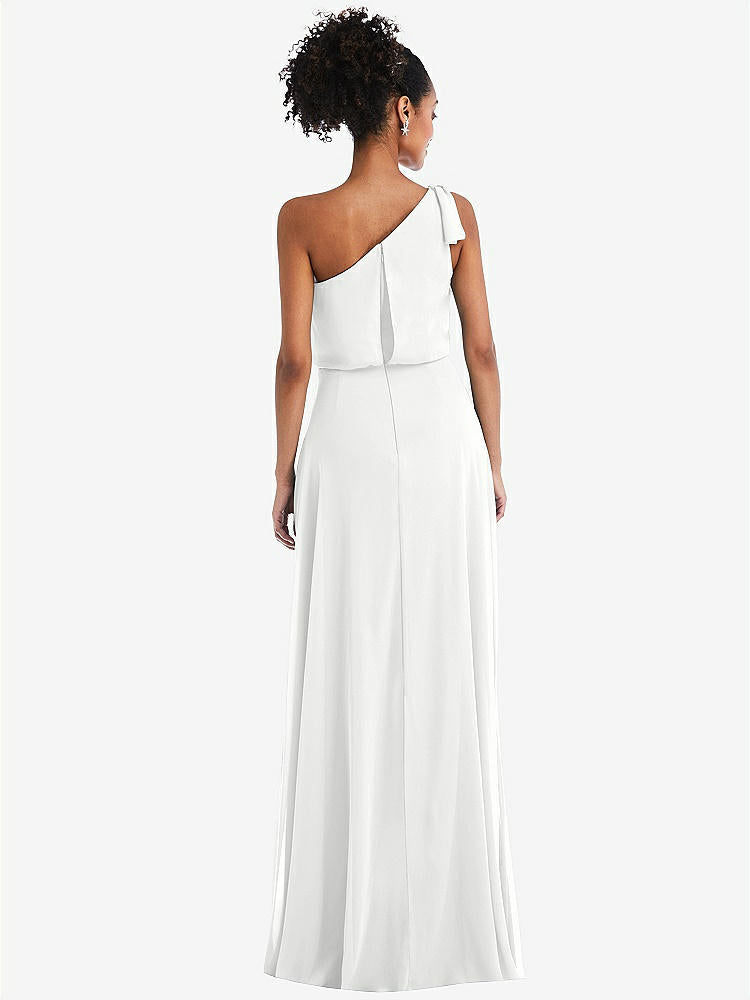 【STYLE: TH052】One-Shoulder Bow Blouson Bodice Maxi Dress【COLOR: White】