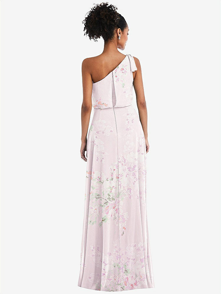 【STYLE: TH052】One-Shoulder Bow Blouson Bodice Maxi Dress【COLOR: Watercolor Print】