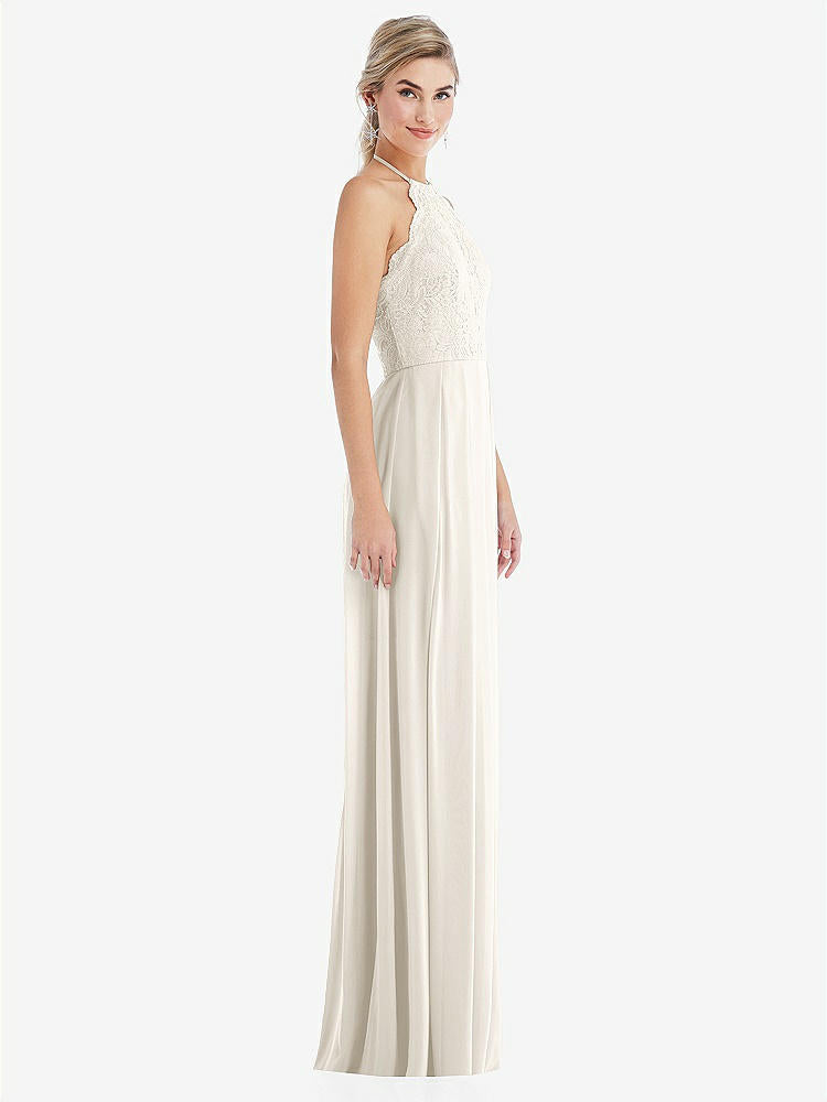 【NEW】【STYLE: TH053】ネクタネック レース ホルター プリーツ スカート マキシ ドレス【COLOR: Ivory】【SIZE: 00-30W】