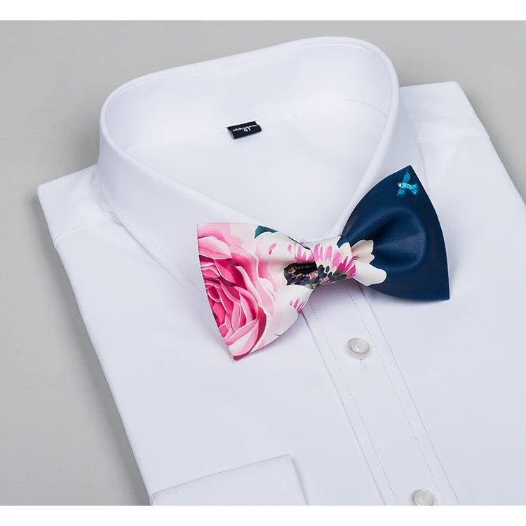 【お取り寄せ商品】ノーブル 花柄 プリント 蝶ネクタイ 2色