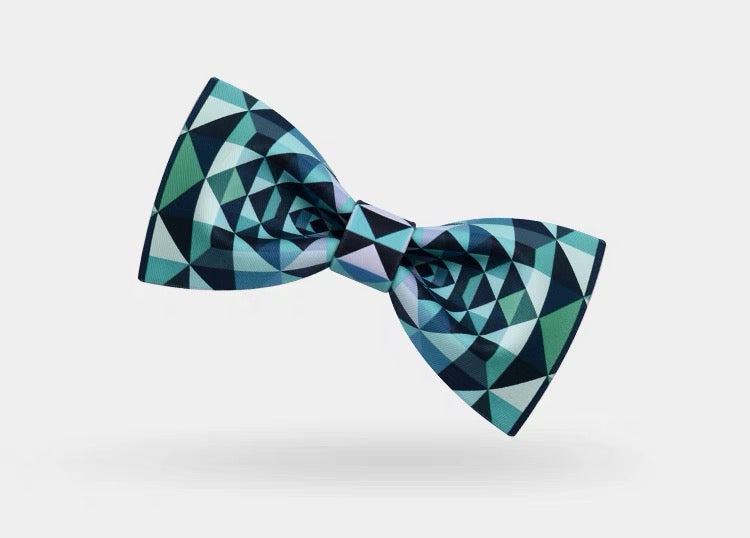 【お取り寄せ商品】マルチブルーグリーン プリント 蝶ネクタイ