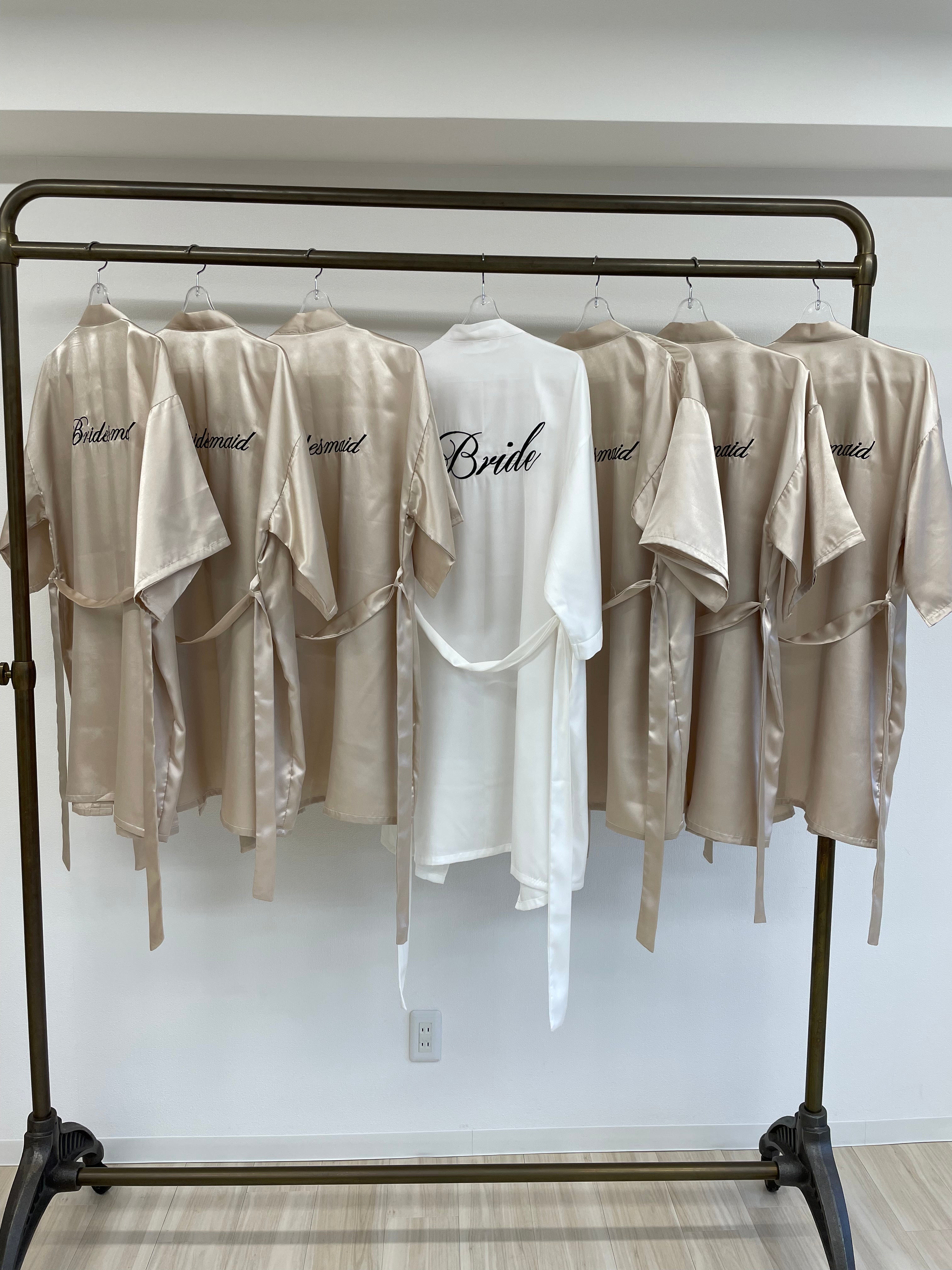 "Bride" embroidered bridal satin gown in 4 colors