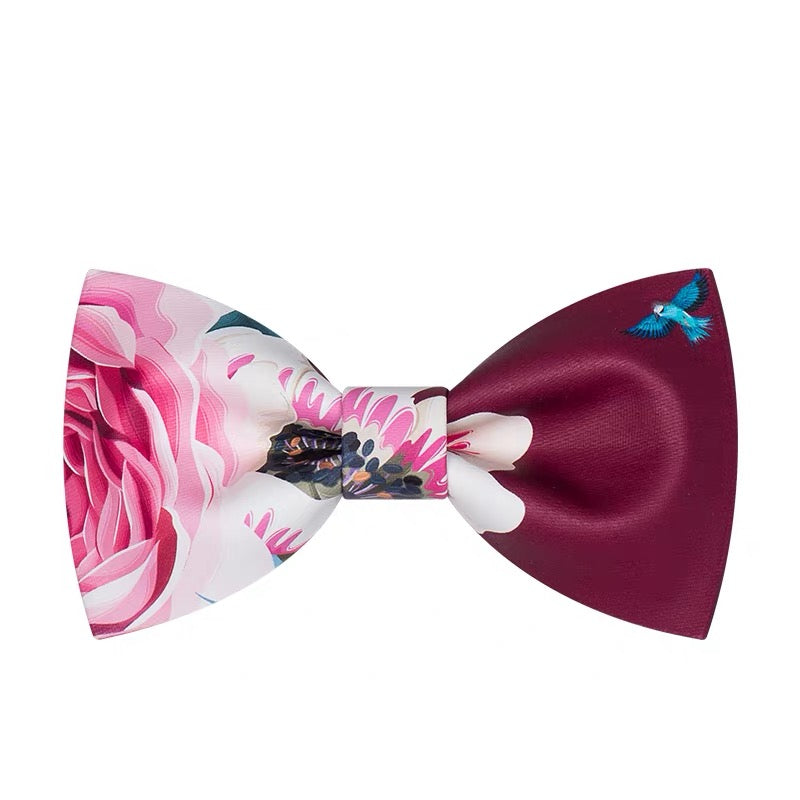 【お取り寄せ商品】ノーブル 花柄 プリント 蝶ネクタイ 2色