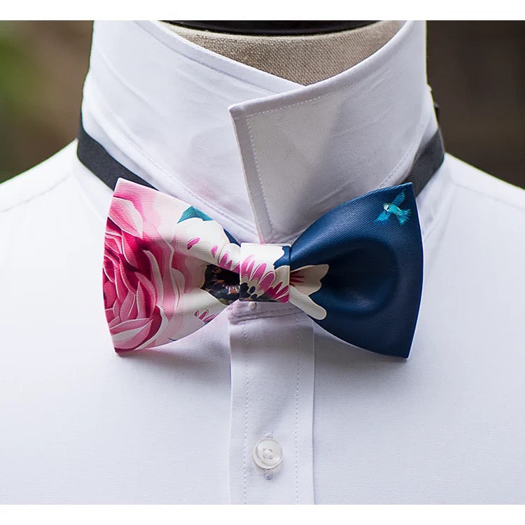 【お取り寄せ商品】ノーブル 花柄 プリント 蝶ネクタイ 2色