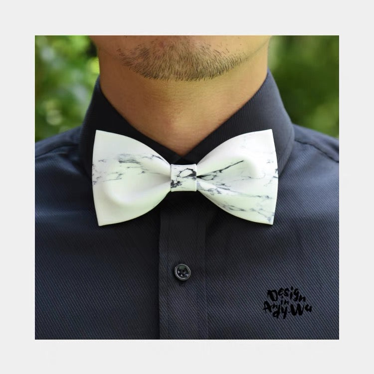 【お取り寄せ商品】マーブル 大理石柄 プリント 蝶ネクタイ 2色