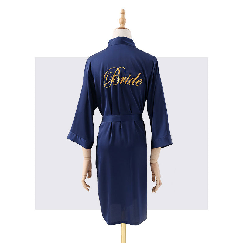 "Bride" embroidered bridal satin gown in 4 colors