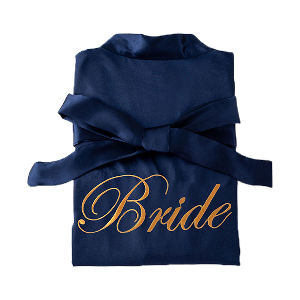 "Bride" embroidered bridal satin gown in 4 colors